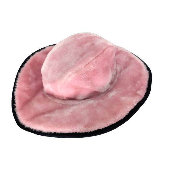 Vintage Goorin Bros Pink Fuzzy Faux Fur‎ Wide Brim Cowboy Western Hat Rare main image 10